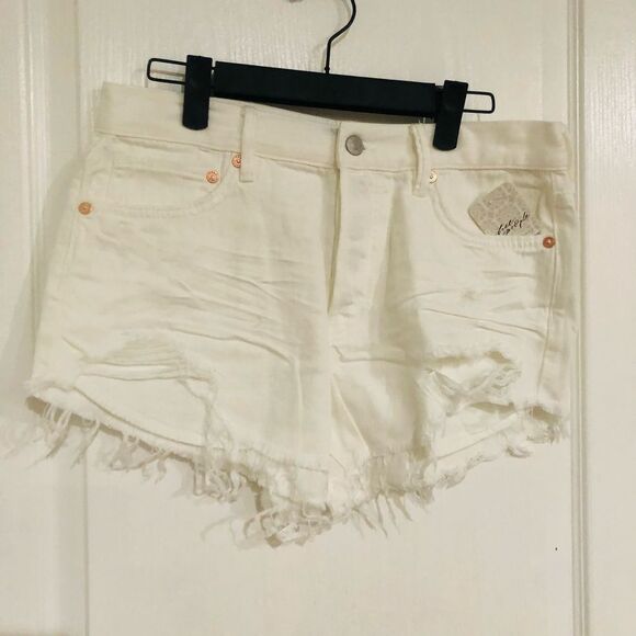 Brand New Free People Love Good Vibrations Spring White Shorts For Women Size 27 - Picture 7 of 8